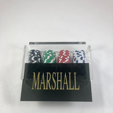 Poker Chips in Black Acrylic Holder